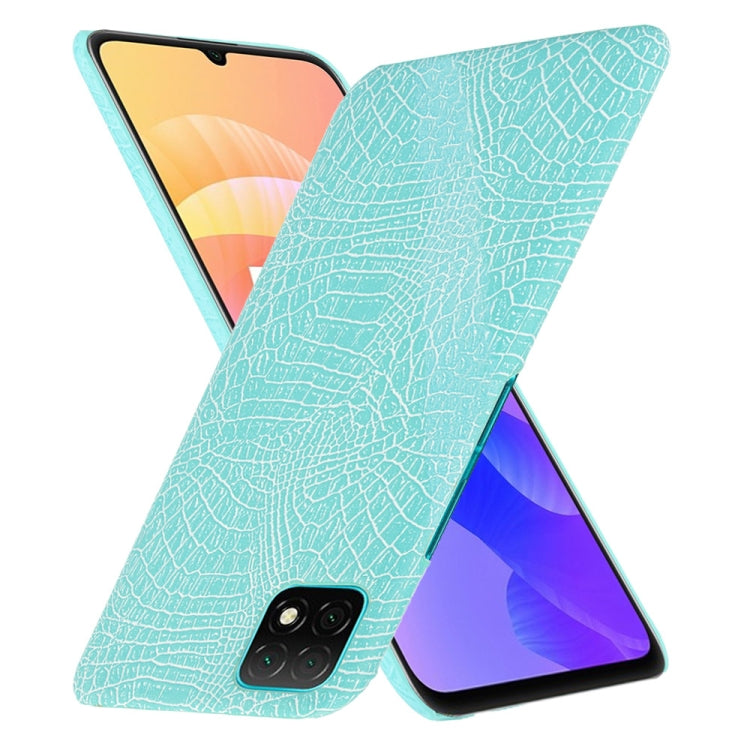 Para Huawei Enjoy 20 Funda PC + PU con textura de cocodrilo a prueba de golpes (verde claro)
