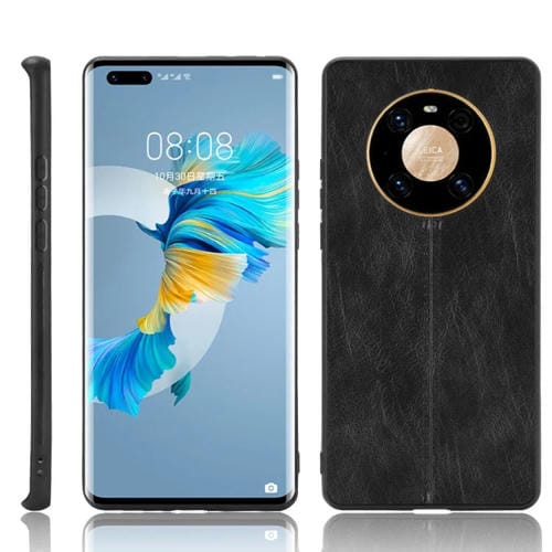 Para Huawei Mate 40 Pro + Funda de piel con patrón de vaca de costura a prueba de golpes PC + PU + TPU (Negro)