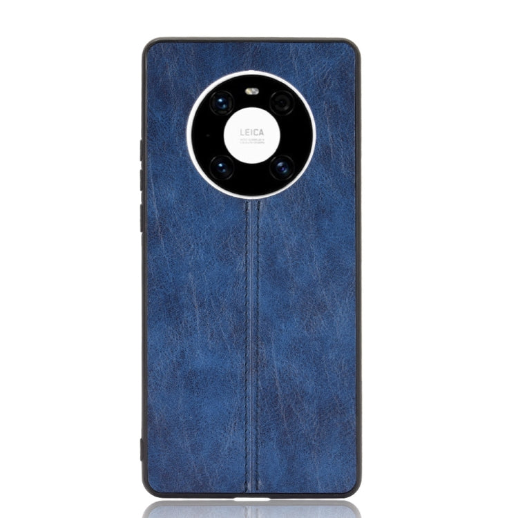 Para Huawei Mate 40 Patrón de vaca de costura a prueba de golpes Piel PC + PU + TPU Funda (Azul)