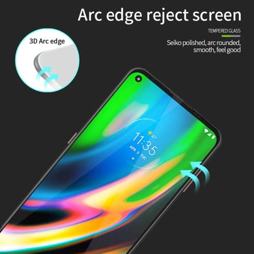 Para Motorola Moto G9 Plus PINWUYO 9H Película de vidrio templado a prueba de explosiones de pantalla completa curvada 3D (negro)