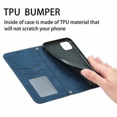 Funda para iPhone 12 Mini de Cuero con Tapa Horizontal Magnética, Soporte, Ranuras para Tarjetas y Billetera (Azul)