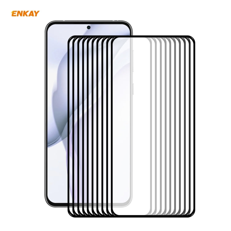 Para Huawei P50 10 PCS Enkay Hat-Prince Pegamento completo 0.26mm 9h 2.5D Copa de vidrio templado Film