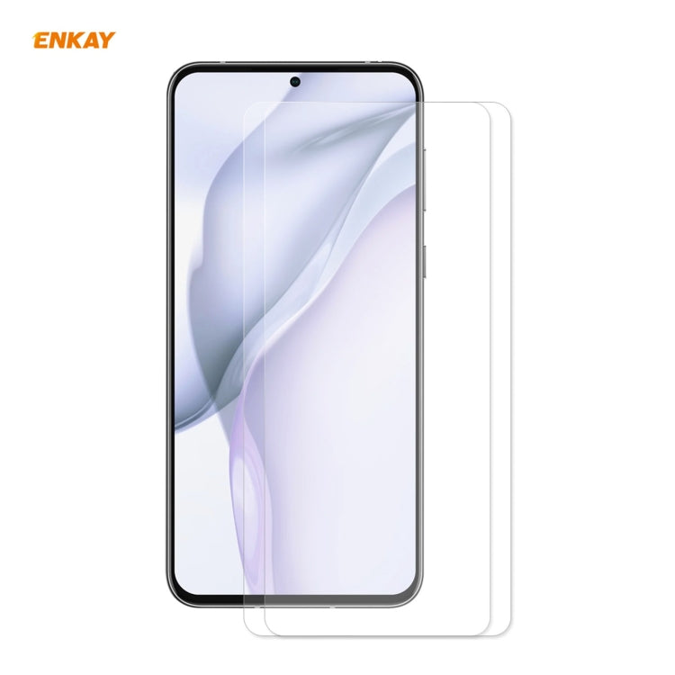 Para Huawei P50 2 PCS Enkay Hat-Prince 0.26mm 9h 2.5D Cera de vidrio templado de borde curvo