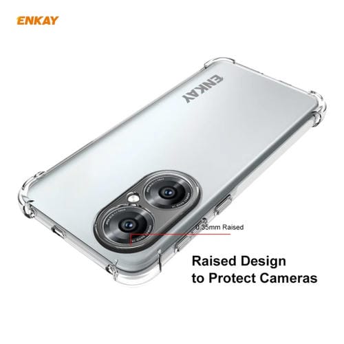 Para Huawei P50 Hat-Prince Enkay Clear TPU Funda a prueba de golpes Tapa antideslizante suave + 0.26mm 9h 2.5D Pegamento completo Cobertura completa Protector de cristal templado