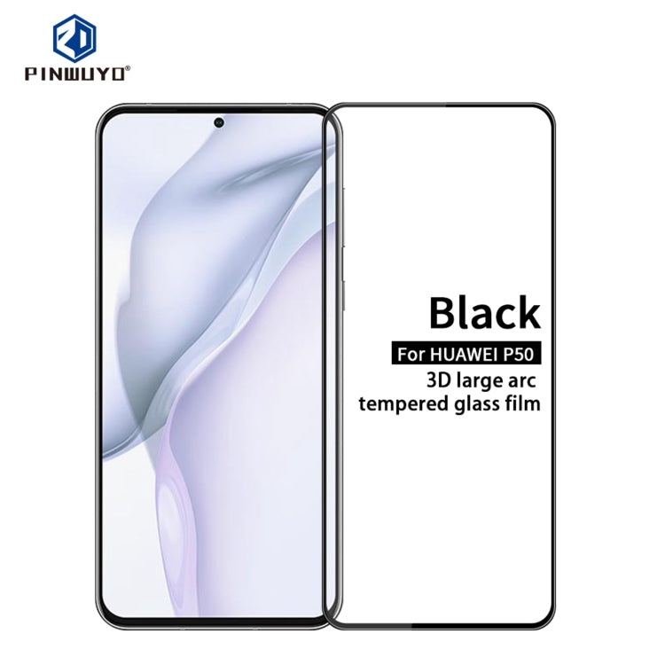 Para Huawei P50 PINWUYO 9H CINTURA CURVA CURDADA 3D PELÍCULA DE VIDRIO A prueba de explosiones (Negro)