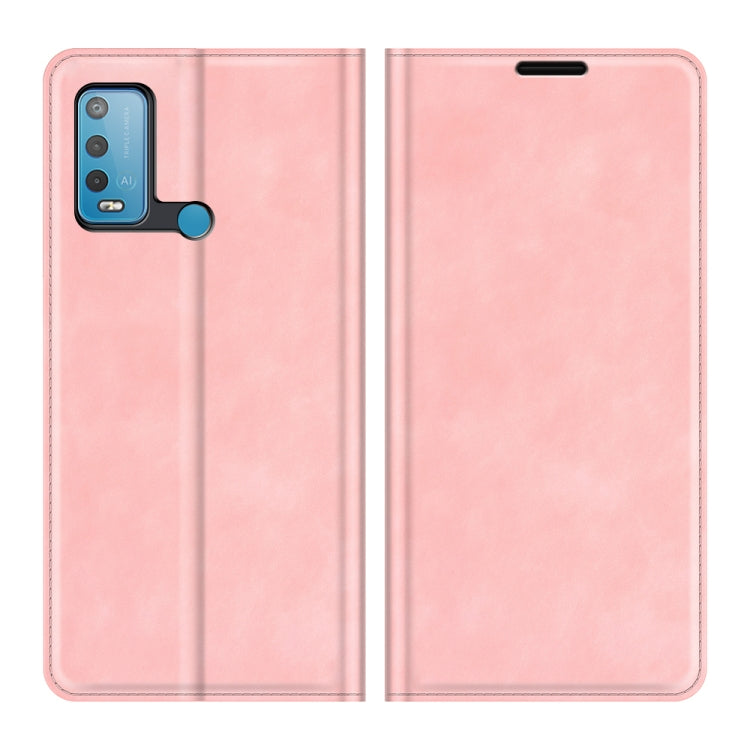 Funda de Cuero Magnética para Wiko Power U30 con Soporte, Tragamonedas y Billetera (Rosa)