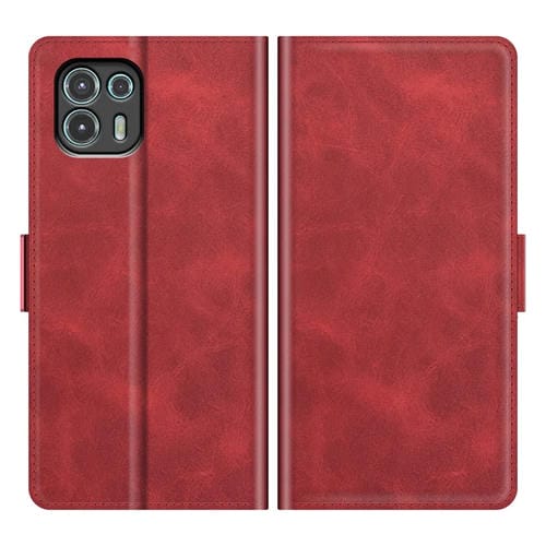 Para Motorola Edge 20 Lite 5G Hebilla magnética de doble lado Doble Funda de cuero de la tapa del teléfono con soporte y tragamonedas y billetera (rojo)