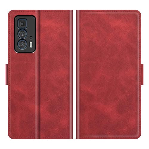 Para Motorola Edge 20 Pro 5G Hebilla magnética de doble lado Doble Funda de cuero de la tapa del teléfono con soporte y ranuras para el soporte y las tarjetas (rojo)