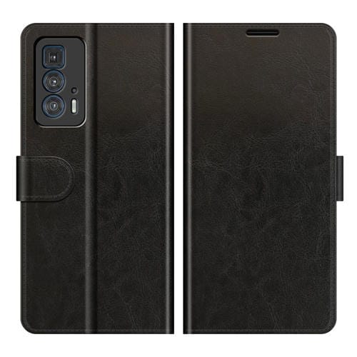 Para Motorola Edge 20 PRO R64 Textura de la funda protectora de la funda de flip horizontal con soporte y ranuras para tarjetas y marco de la fotografía (negro)