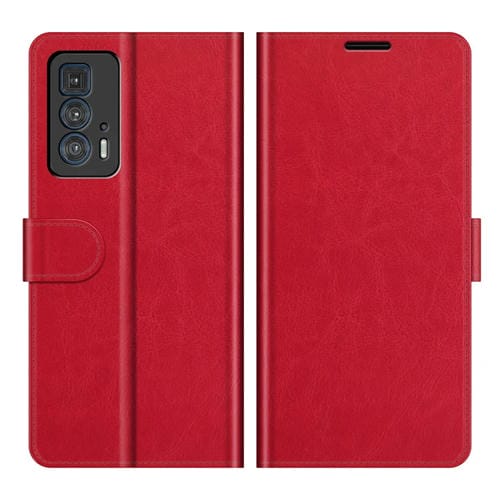Para Motorola Edge 20 Pro R64 Textura única de la funda protectora de la funda de giro horizontal con soporte y ranuras para tarjetas y marco de la billetera y la foto (rojo)