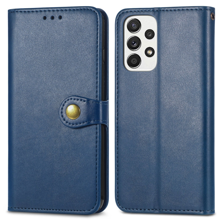 Caja de Cuero para Samsung Galaxy A33 5G con Hebilla de Cuero Color Azul