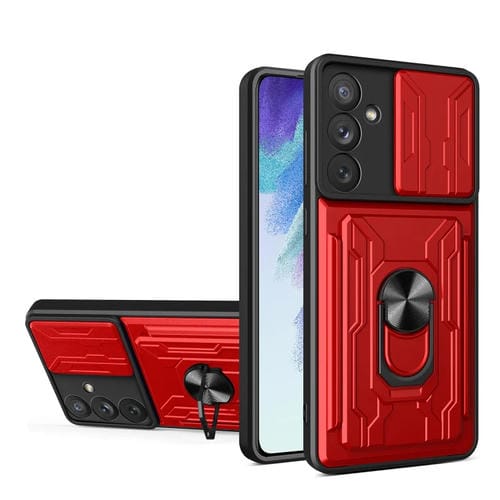 Funda para Samsung Galaxy A54 5G Deslizante Camshield con Ranura para Tarjeta (Rojo)