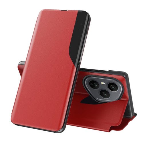 Funda de cuero con tapa abatible para Honor 400 Pro Global (160,8 mm) (Roja)