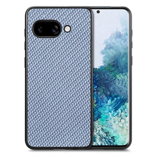 Funda Trasera de Cuero con Textura de Fibra de Carbono para Google Pixel 9A (Azul)