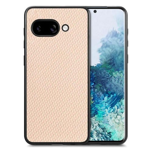 Funda Trasera Cuero con Textura Fibra de Carbono para Google Pixel 9A (Caqui)