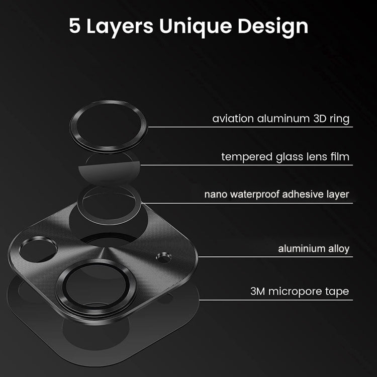 Película Cubierta de Lente Vidrio Templado Enkay para iPhone 15/15 Plus (Negro) - MOVILSTORE