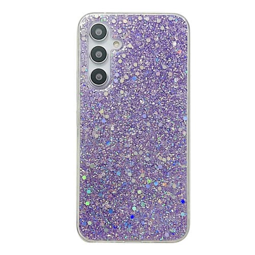 Estuche para TelĂ©fono Samsung Galaxy A35 TPU Epoxi con Lentejuelas Brillantes (PĂșrpura)
