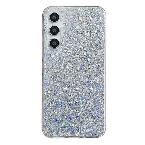 Estuche para Teléfono Samsung Galaxy A55 TPU Epoxi con Lentejuelas Brillantes (Plateado)