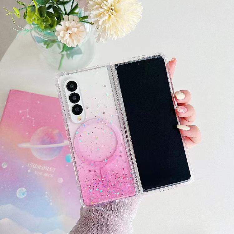 Funda protectora de TPU con purpurina Magsafe para Samsung Galaxy Z Fold6 (rosa)