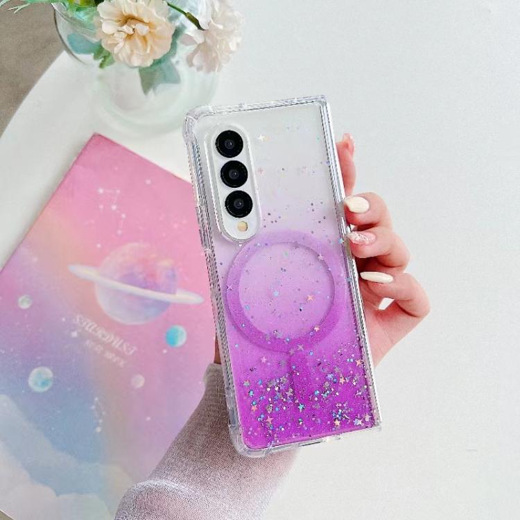 Funda protectora de TPU con purpurina Magsafe para Samsung Galaxy Z Fold6 (morado)