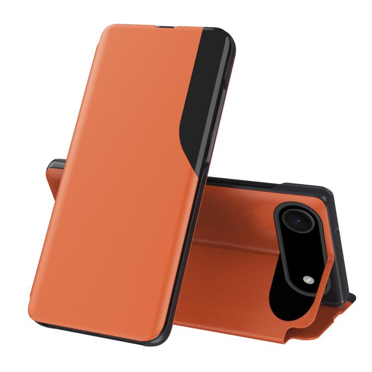Funda de cuero con tapa y pantalla lateral para iPhone 17 Air (naranja)