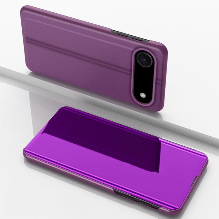 Funda de cuero con tapa horizontal y espejo para iPhone 17 Air con soporte (morado)