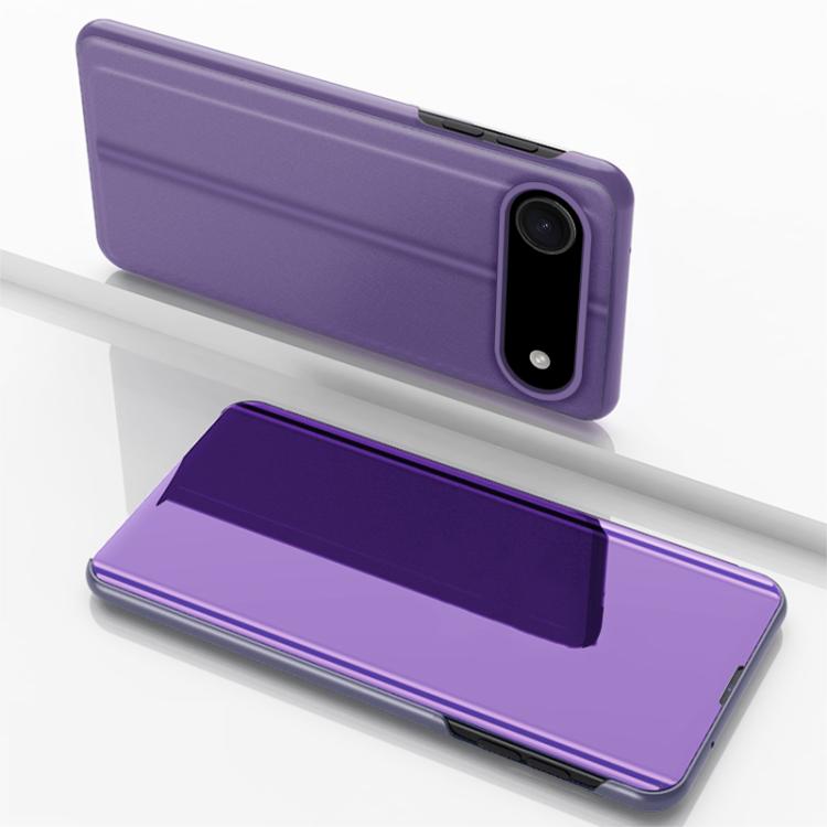 Funda de cuero con tapa horizontal y espejo para iPhone 17 Air con soporte (morado y azul)