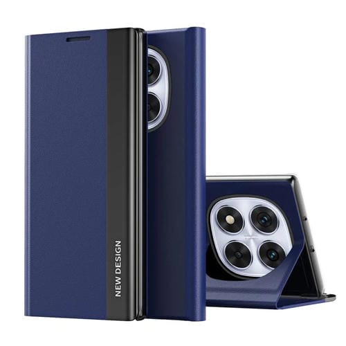 Funda de Cuero con Adsorción Lateral Galvanizada para Xiaomi Redmi Note 14 Pro 5G (Azul Oscuro)