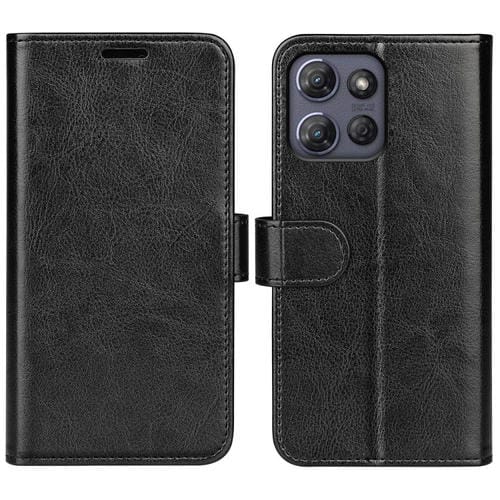 Funda de Cuero con Tapa Horizontal y Textura R64 para Motorola Moto G Power 2025 (Negro)