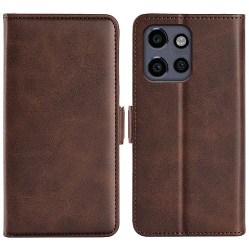 Funda de Cuero con Tapa Horizontal y Hebilla Magnética Doble Cara para Motorola Edge 50 Neo 5G (Marrón)