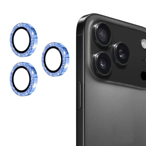 ENKAY Hat-Prince - Película de vidrio templado de aleación de aluminio con purpurina para lente trasera de iPhone 17 Pro/17 Pro Max (azul)