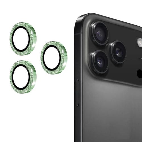 ENKAY Hat-Prince - Película de vidrio templado de aleación de aluminio con purpurina para iPhone 17 Pro/17 Pro Max (verde oscuro)