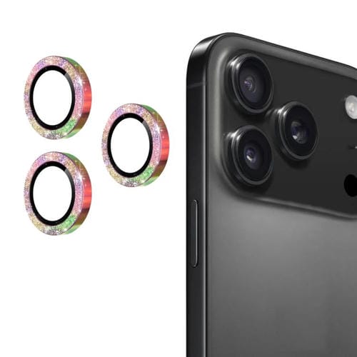 ENKAY Hat-Prince - Película de vidrio templado de aleación de aluminio con purpurina para iPhone 17 Pro/17 Pro Max (colorida)