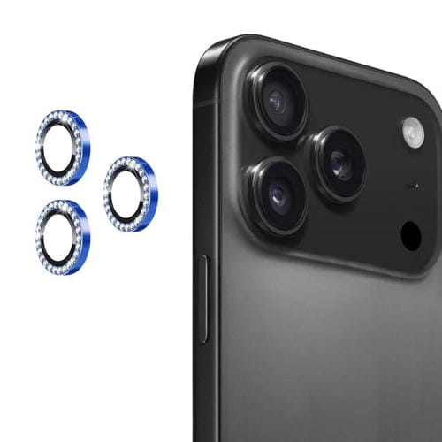 ENKAY AR - Lente de cámara con anillo de diamante individual antirreflejo, película completa de cristal (azul marino) para iPhone 17 Pro/17 Pro Max