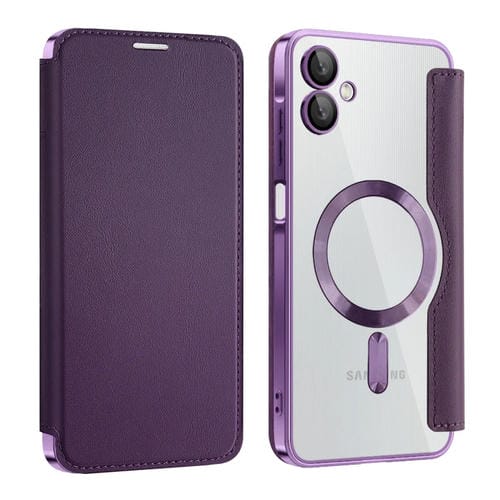 Funda de Cuero Antirrobo para Samsung Galaxy A06 4G con Protección Magsafe Rfid (Morado)