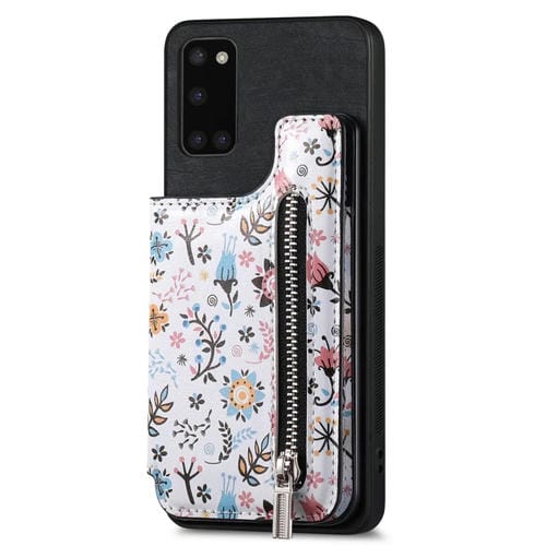Estuche para Teléfono Samsung Galaxy A31 con Billetera con Cremallera Pintada Retro (Negro)