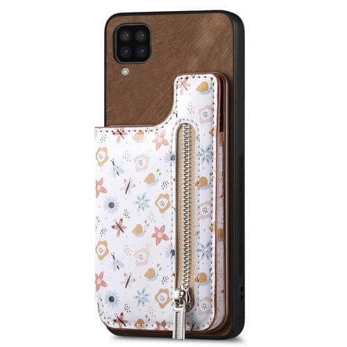 Funda Trasera Samsung Galaxy M32 4G con Billetera y Cremallera Pintada Retro (MarrĂłn)