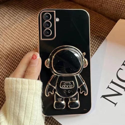 Funda para Teléfono Samsung Galaxy A34 5G con Soporte de Astronauta Galvanizado (Negro)