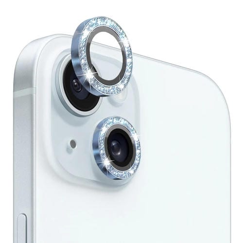 Protector de Lente de Cámara Northjo para iPhone 15/15 Plus Vidrio Templado Anillo de Metal (Azul) - MOVILSTORE