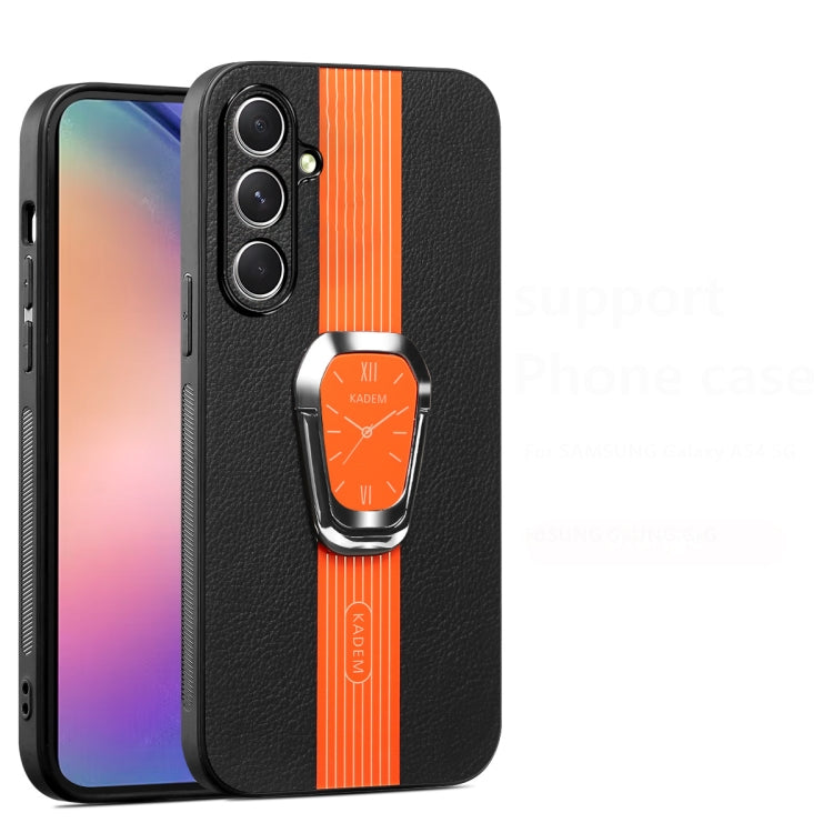 Estuche Magnético Samsung Galaxy S24 + 5G con Parte Trasera de Cuero Litchi y Soporte (Naranja)