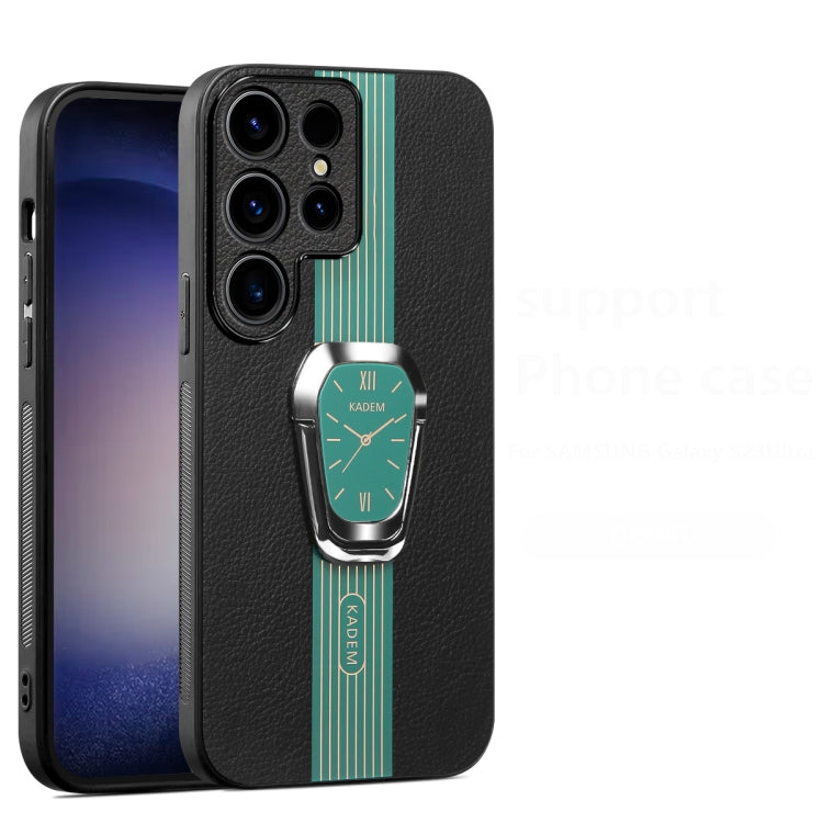 Estuche Magnético Samsung Galaxy S23 Ultra 5G Parte Trasera Cuero Litchi Soporte (Verde)