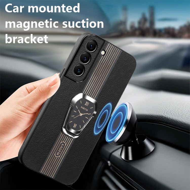 Estuche Magnético para Teléfono Samsung Galaxy S22+ 5G Parte Trasera Cuero Litchi con Soporte (Negro)