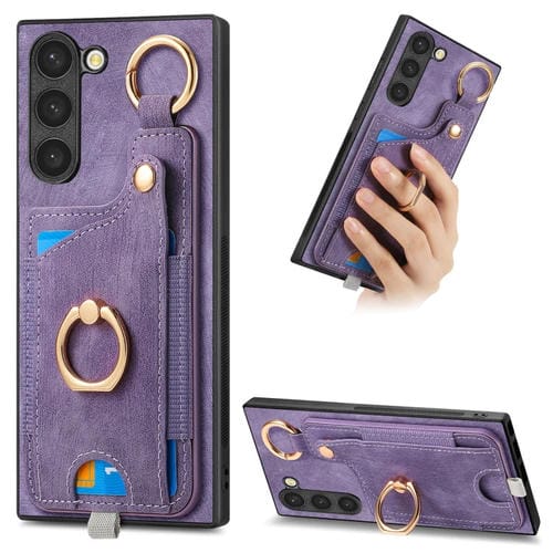 Funda para TelĂ©fono Samsung Galaxy S22 + 5G con Bolsa para Tarjeta, Anillo y Lazo para Colgar (PĂșrpura)