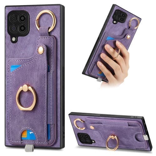 Funda para TelĂ©fono Samsung Galaxy A12 5G con Bolsa para Tarjeta, Anillo y Lazo para Colgar (PĂșrpura)