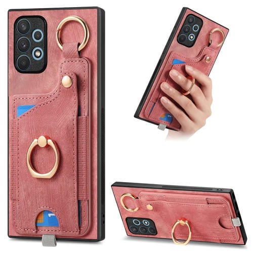 Funda para Teléfono Samsung Galaxy A32 4G con Bolsa para Tarjeta Anillo y Lazo (Rosa)