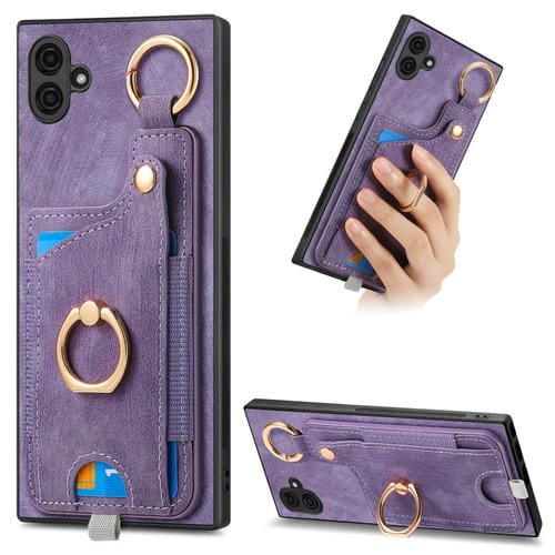 Funda para TelĂ©fono Samsung Galaxy A04 4G con Bolsa para Tarjeta Anillo y Lazo (PĂșrpura)