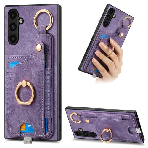 Funda para Samsung Galaxy A54 5G con Bolsa para Tarjeta Anillo y Lazo (PĂșrpura)