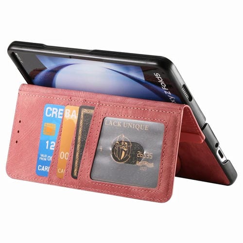 Funda para Samsung Galaxy Z Fold5 5G Retro Magsafe Cuero con Billetera y Cremallera (Rosa)