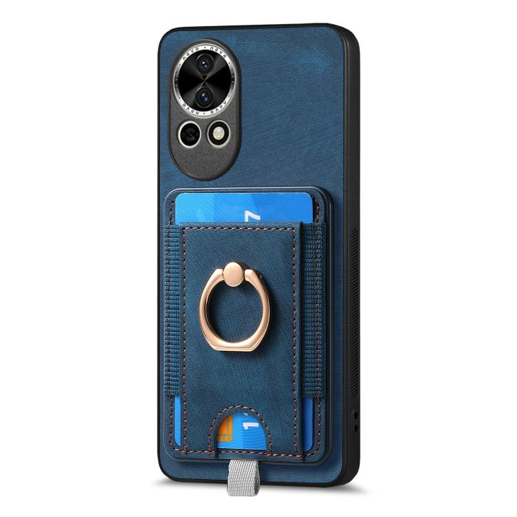 Funda de Cuero para Huawei Nova 13 con Tarjetero Magnético Divisible Retro (Azul)