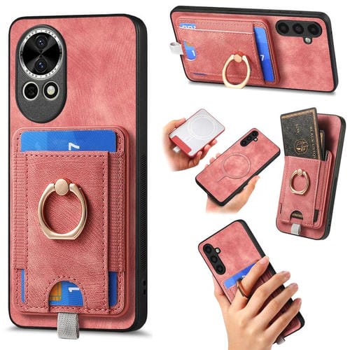 Funda de Cuero con Tarjetero Magnético Divisible para Huawei Nova 13 (Rosa)